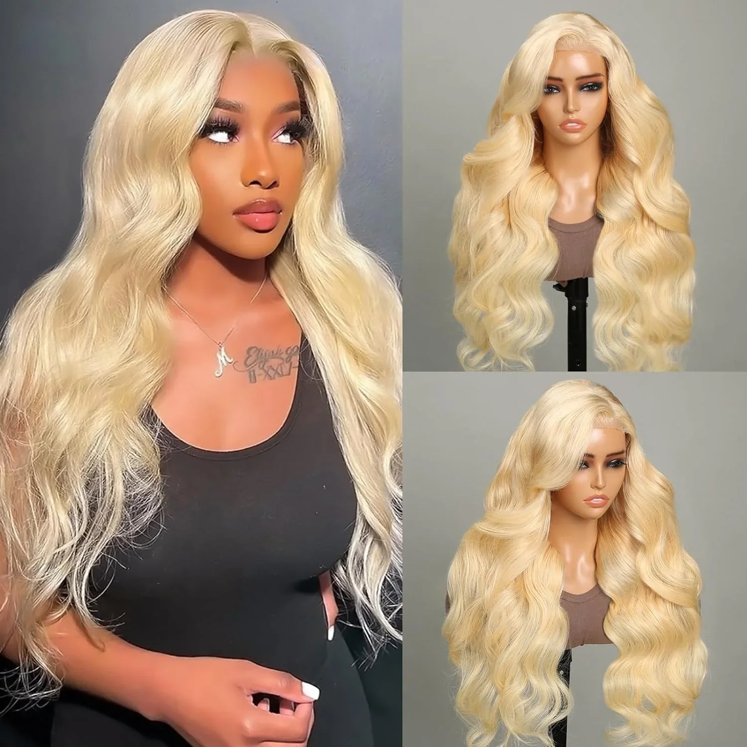6x5 Lace #613 Blonde Glueless Easy-Wear Wigs Straight/Body Wave Human Hair Customizable Colors