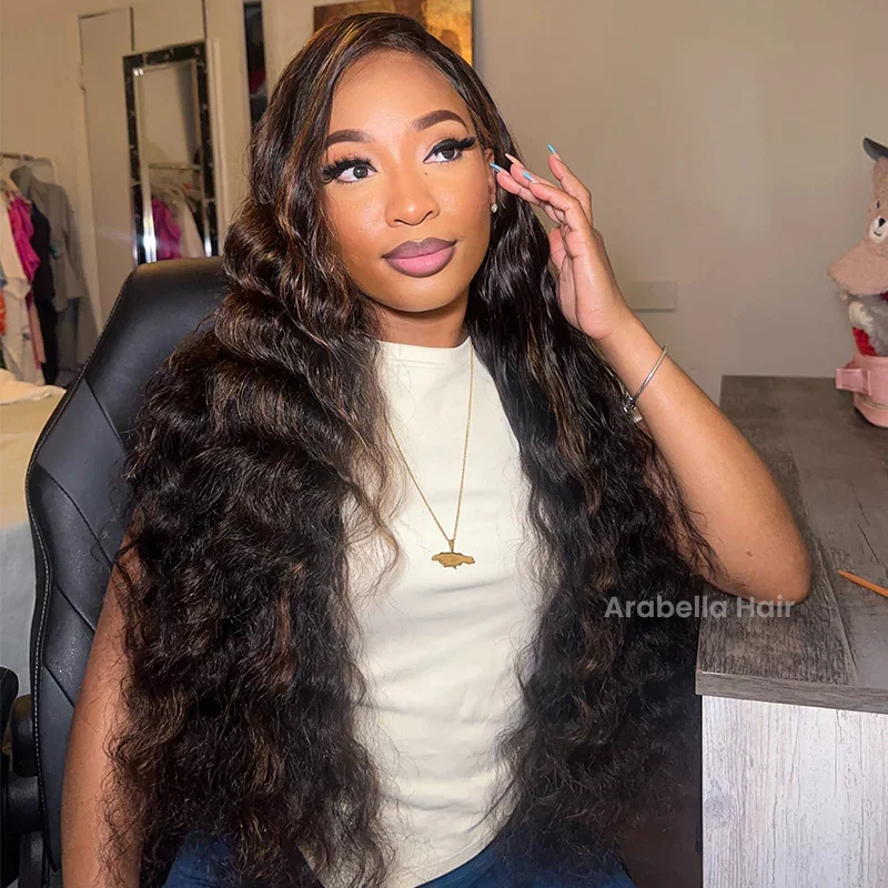 #30 Highlighted Loose Wave 13x4 Lace Frontal Human Hair Wig With Bleached Knots