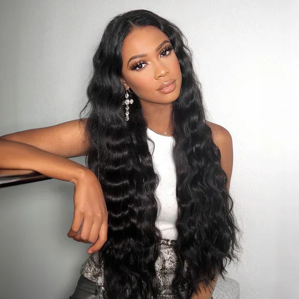 13x4 Lace Frontal New Upgraded Body Wave Pre-Plucked Natural Black Human Hair Wig Free Part