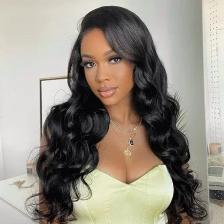 Glueless 6x5 Pre-Cut Lace Closure Body Wave Easy-Wear Upgrade HD Lace C Part Natural Black Human Hair Wig Beginner-Friendly