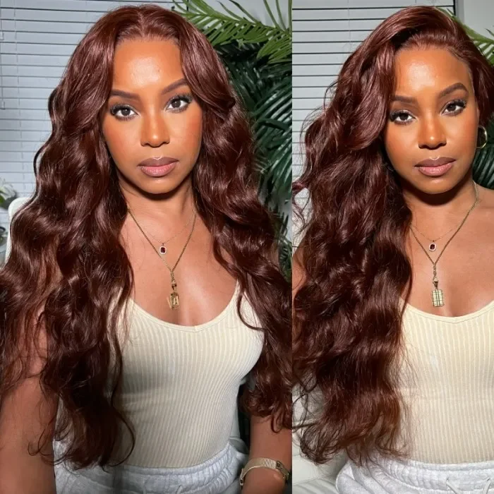 6x5/5x5 Glueless Lace #33 Red Brown Reddish Auburn Color Body Wave Human Hair