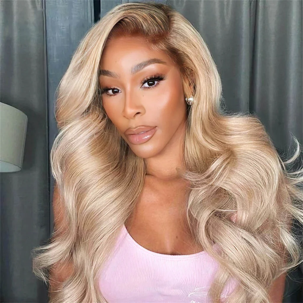 Ombre Ash Blonde Highlight Blonde #20 Color Wigs Wavy #613 Colored 3D Come Cap 13x4 Lace Front Human Hair Wig