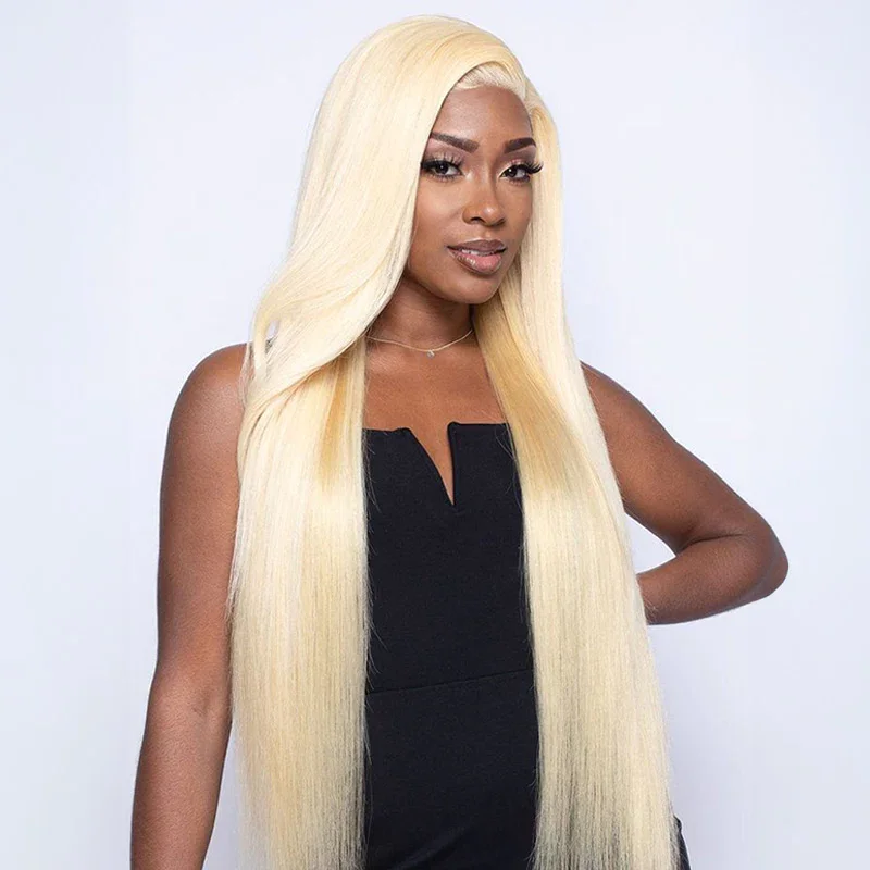 {ARABELLA LUXURY} 13x4 Lace Frontal Long Length #613 Blonde Colored Straight/Loose Body Wave Free Part Human Hair Wig