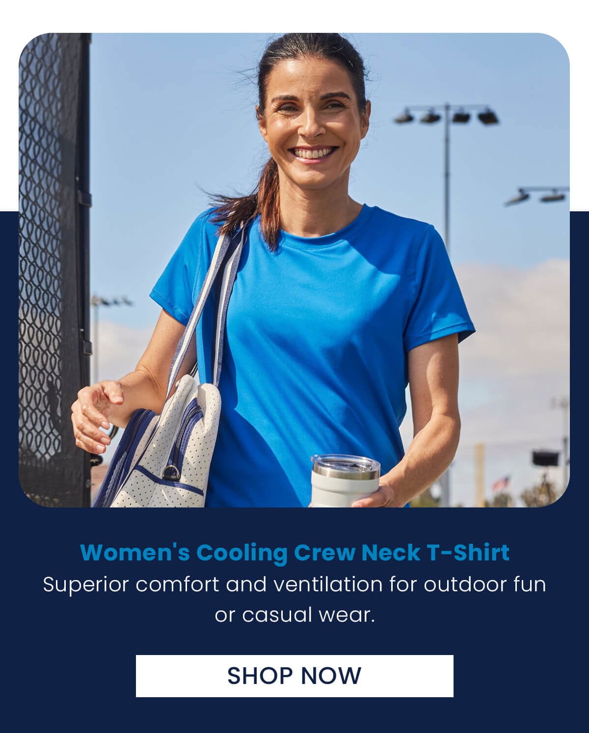 Women's Cooling Crew Neck T-Shirt Superior comfort and ventilation for outdoor fun or casual wear. SHOP NOW