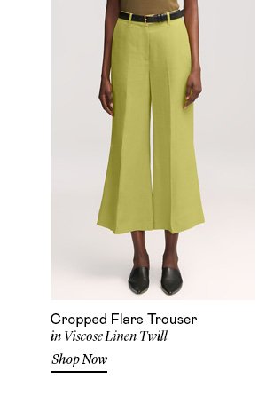 Cropped Flare Trouser in Viscose Linen Twill