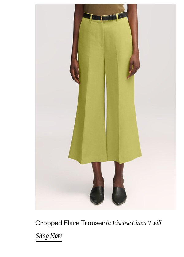 Cropped Flare Trouser in Viscose Linen Twill