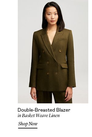 Double-Breasted Blazer in Basket Weave Linen