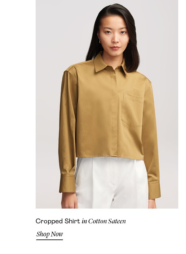 Cropped Shirt in Cotton Sateen