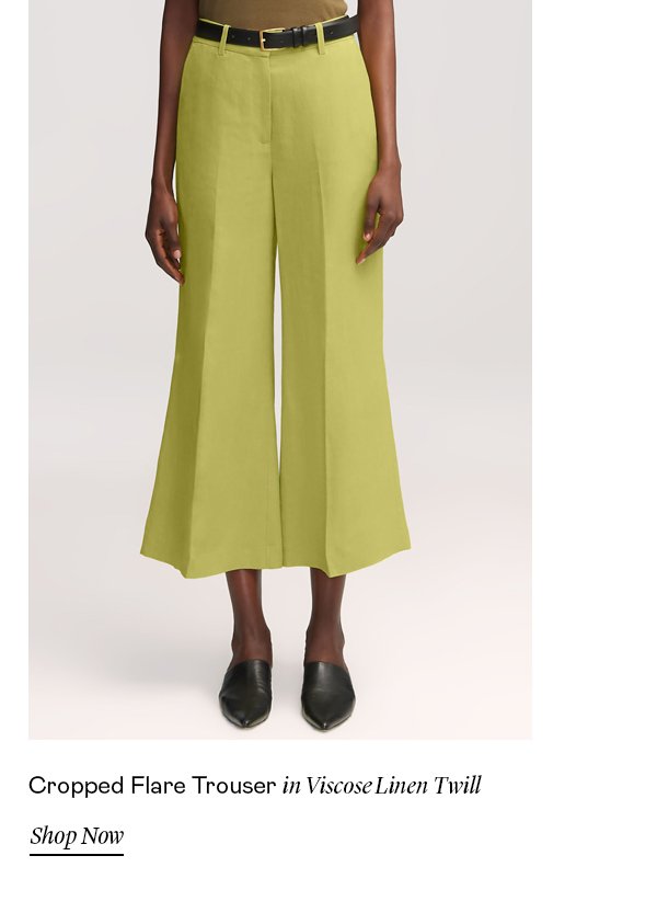 Cropped Flare Trouser in Viscose Linen Twill