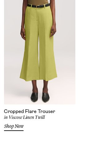 Cropped Flare Trouser in Viscose Linen Twill