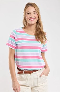 T-shirt rayé multicolore
