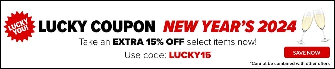 LUCKY COUPON – TAKE AN EXTRA 15% OFF SELECT STYLES! USE CODE: LUCKY15