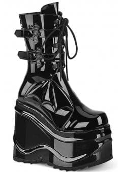 Wave 150 Patent Bat Buckle Platform Boot