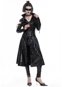 Punk Lace-up Patent Faux Leather Coat