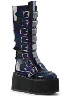 Damned 318 Hologram Knee High Platform Boot