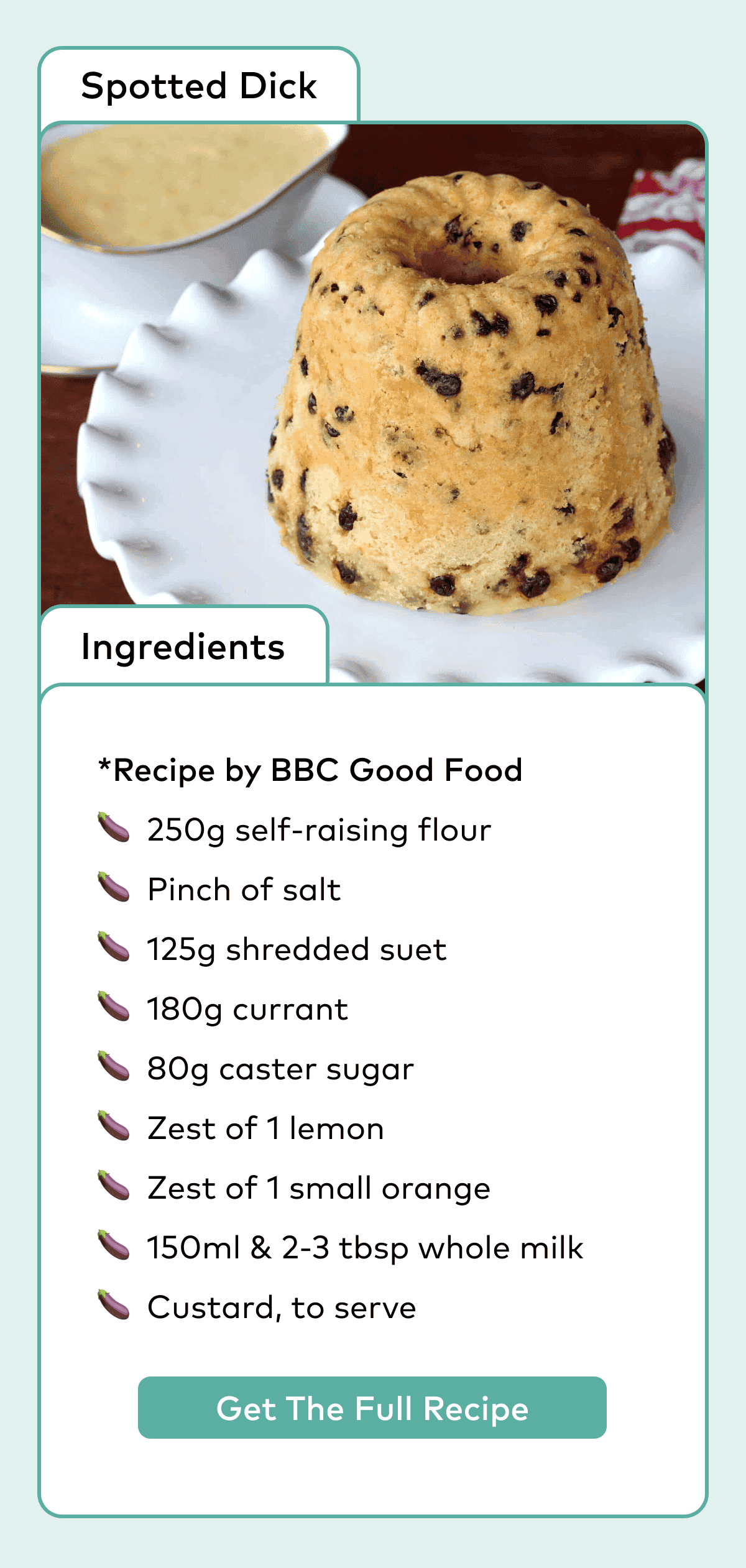 Spotted dick recipe