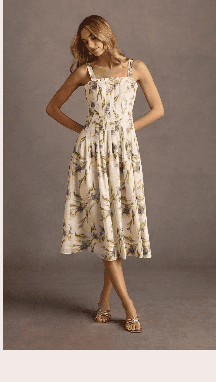 DELILAH TULIP MULTI PRINT MIDI DRESS