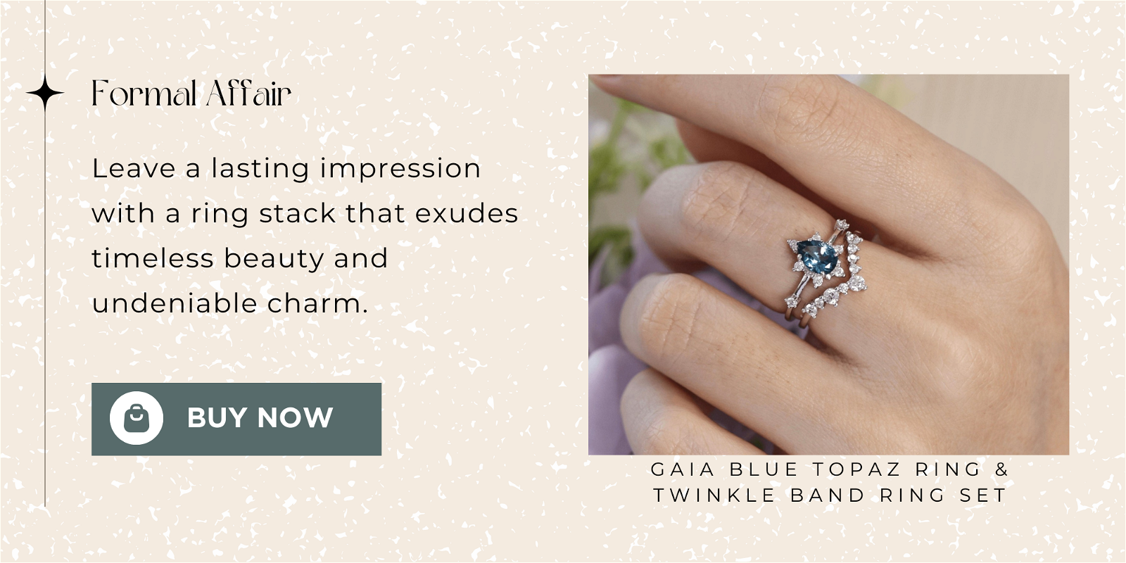 Gaia Blue Topaz Ring & Twinkle Band Ring Set (White Gold)