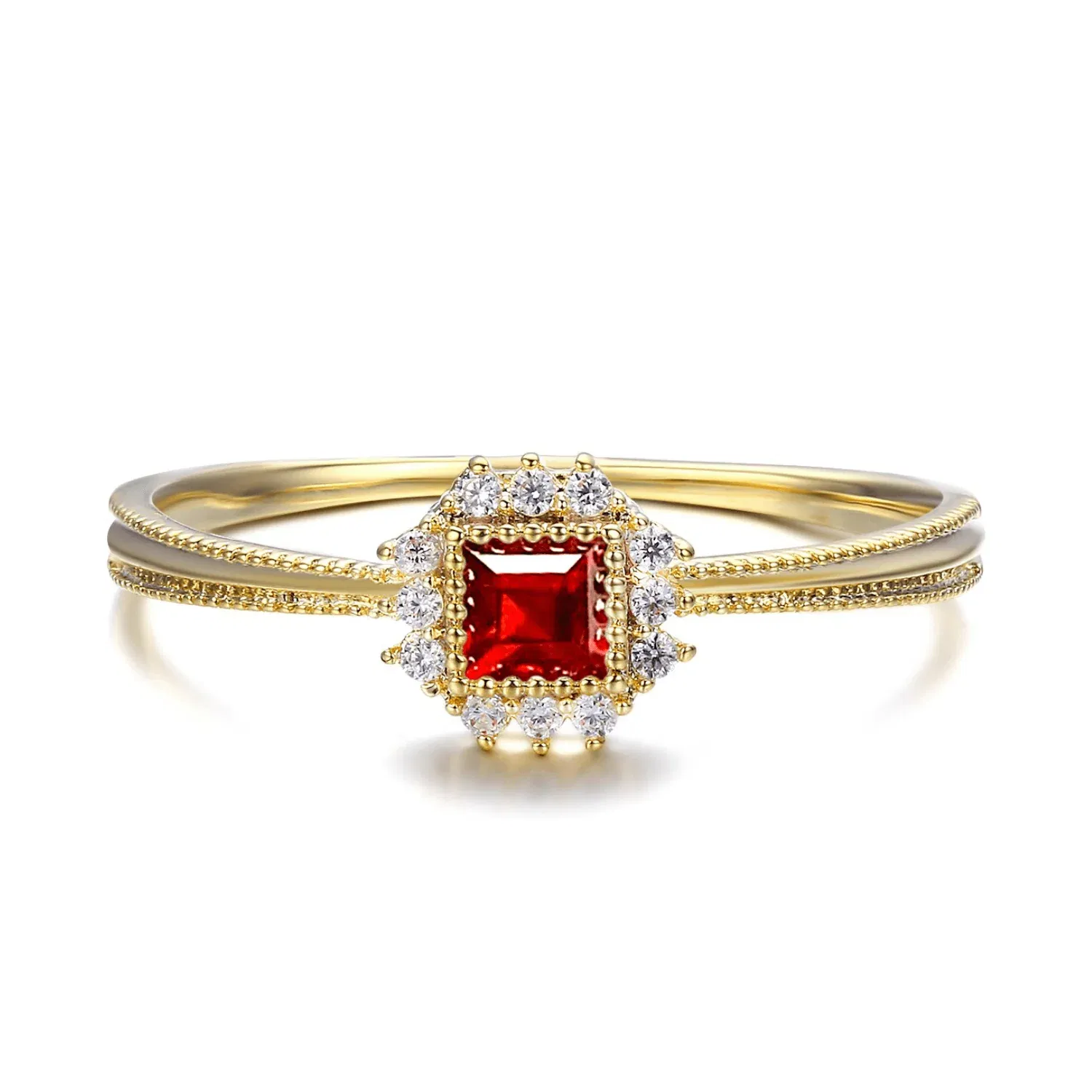 Image of Dreamy Sunflower Red Garnet Ring