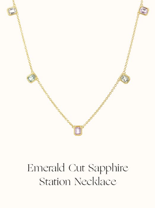 Emerald Cut Sapphire Station Necklace