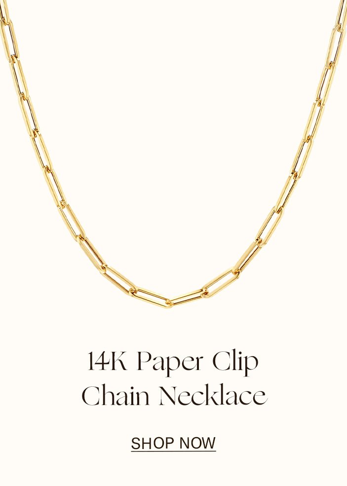 14K Paper Clip Chain Necklace