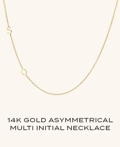 14K Gold Asymmetrical Multi Initial Necklace