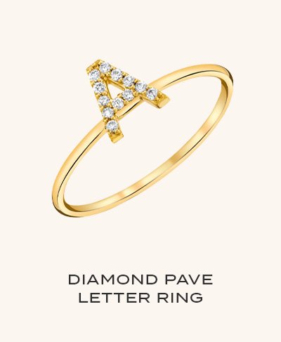 Diamond Pave Letter Ring