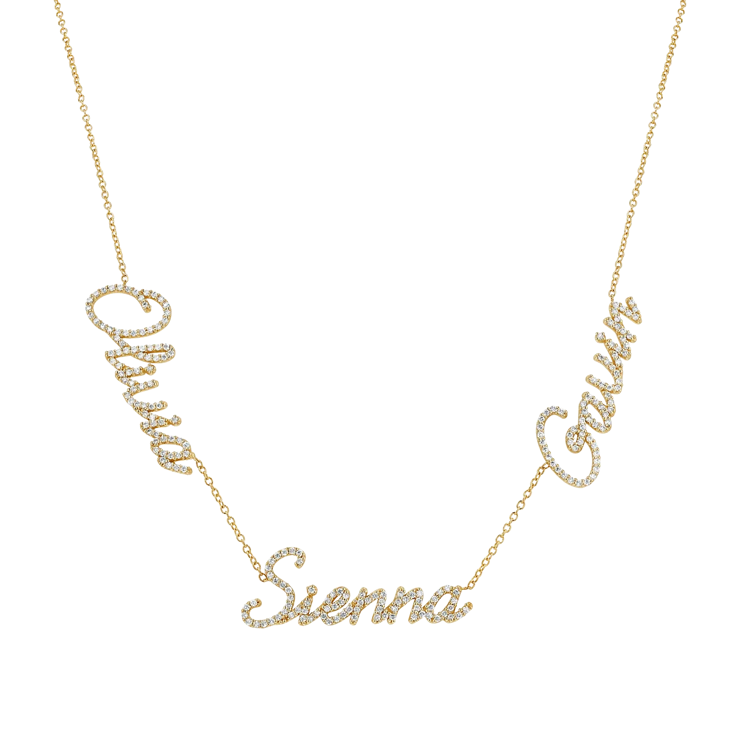 Image of Multi Diamond Custom Script Name Necklace