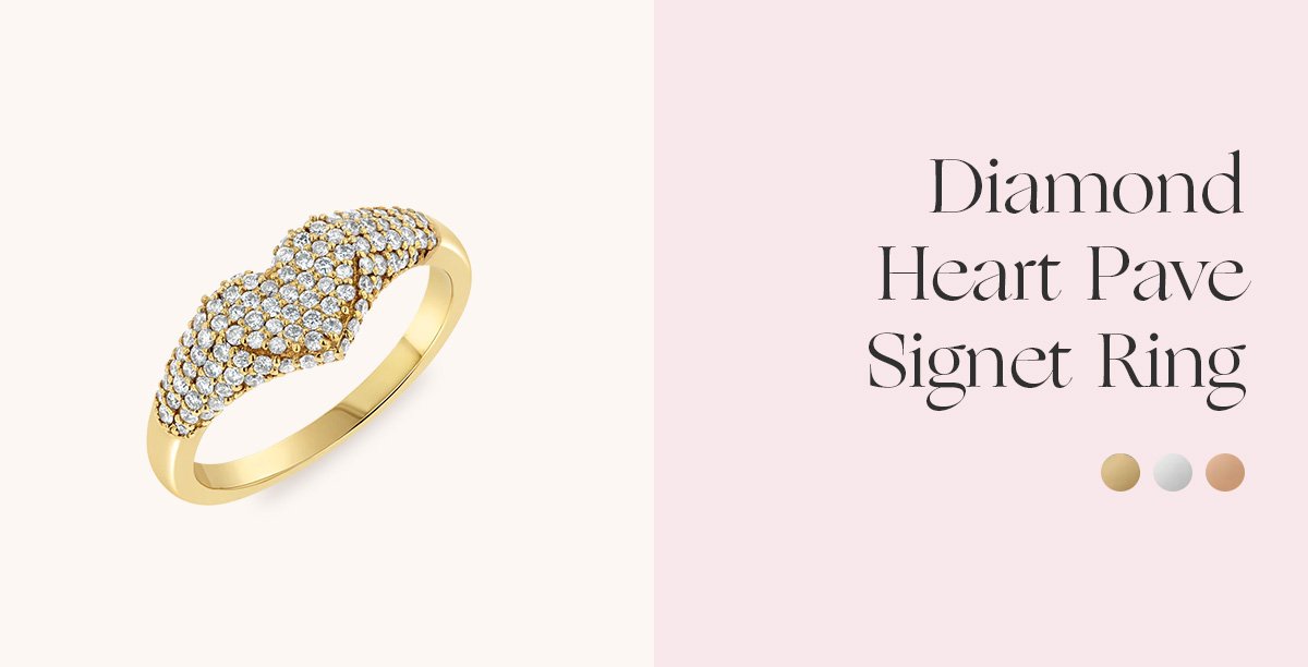 Diamond Heart Pave Signet Ring