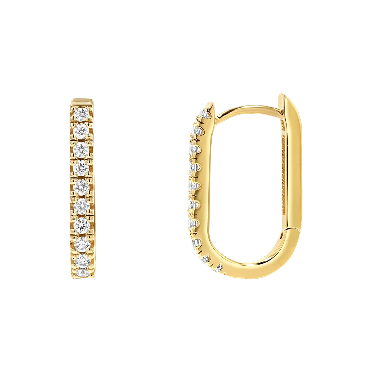 Image of Diamond U-Pave Paper Clip Huggie Earrings