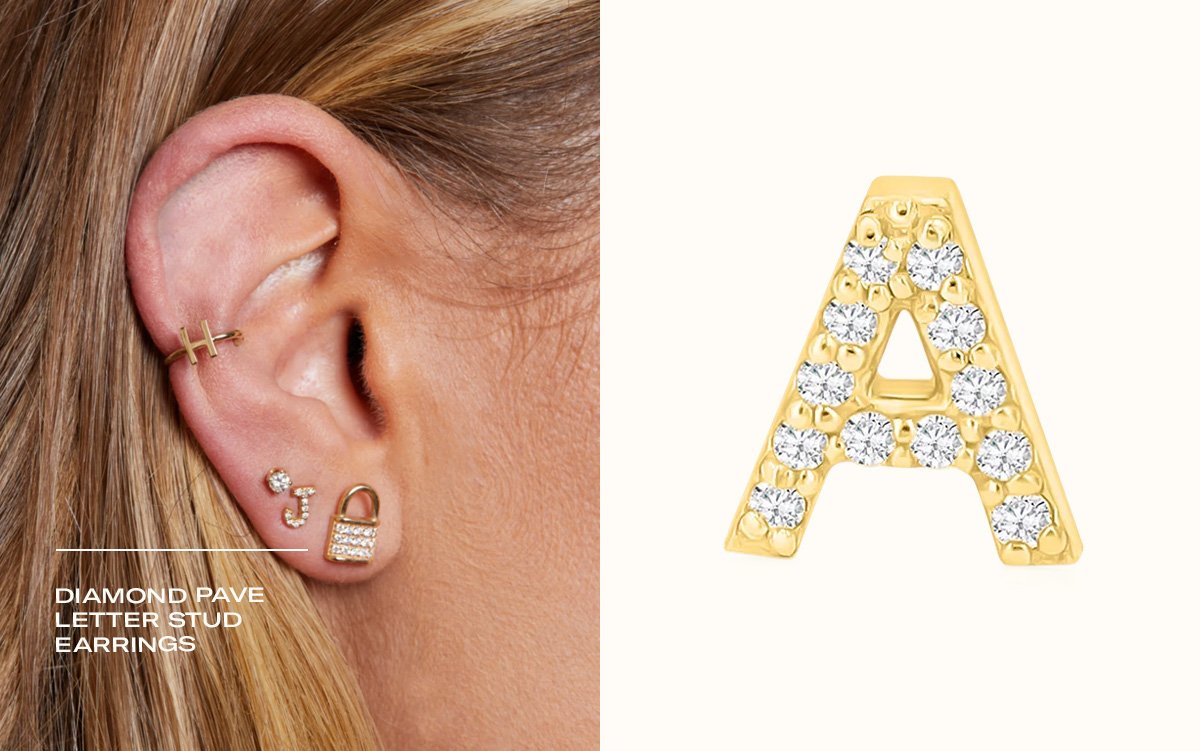 Diamond Pave Letter Stud Earrings