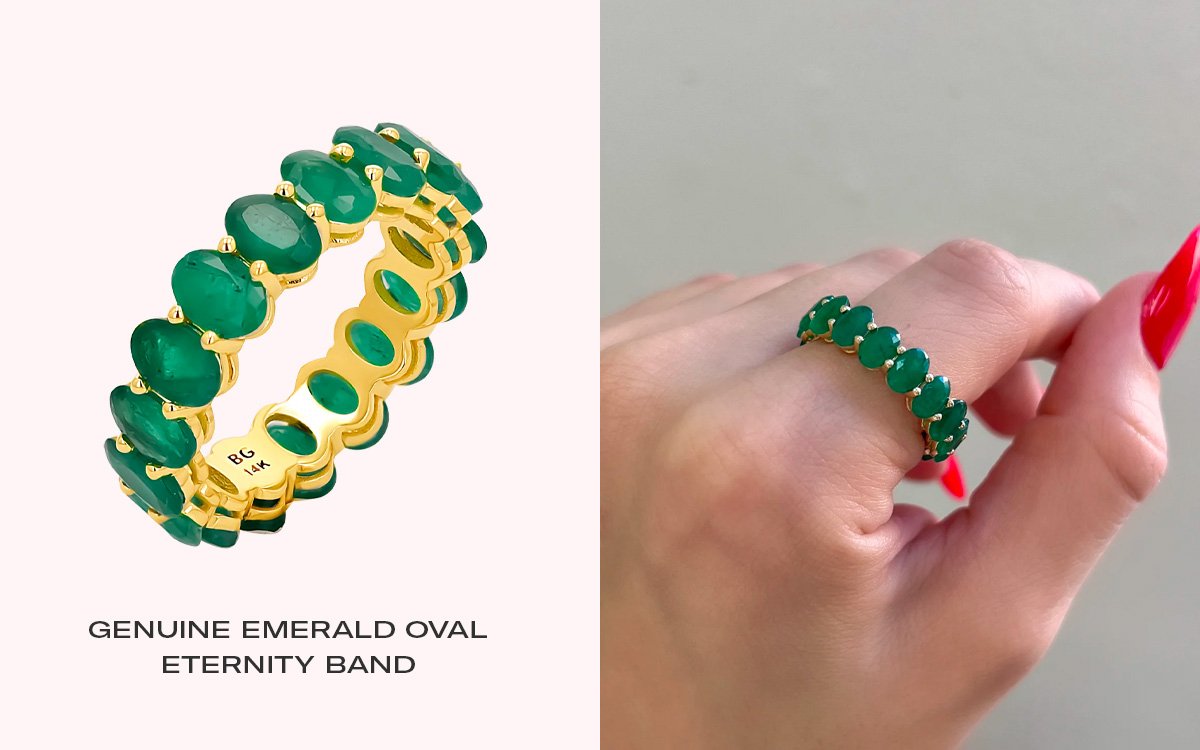 Genuine Emerald Oval Eternity Band