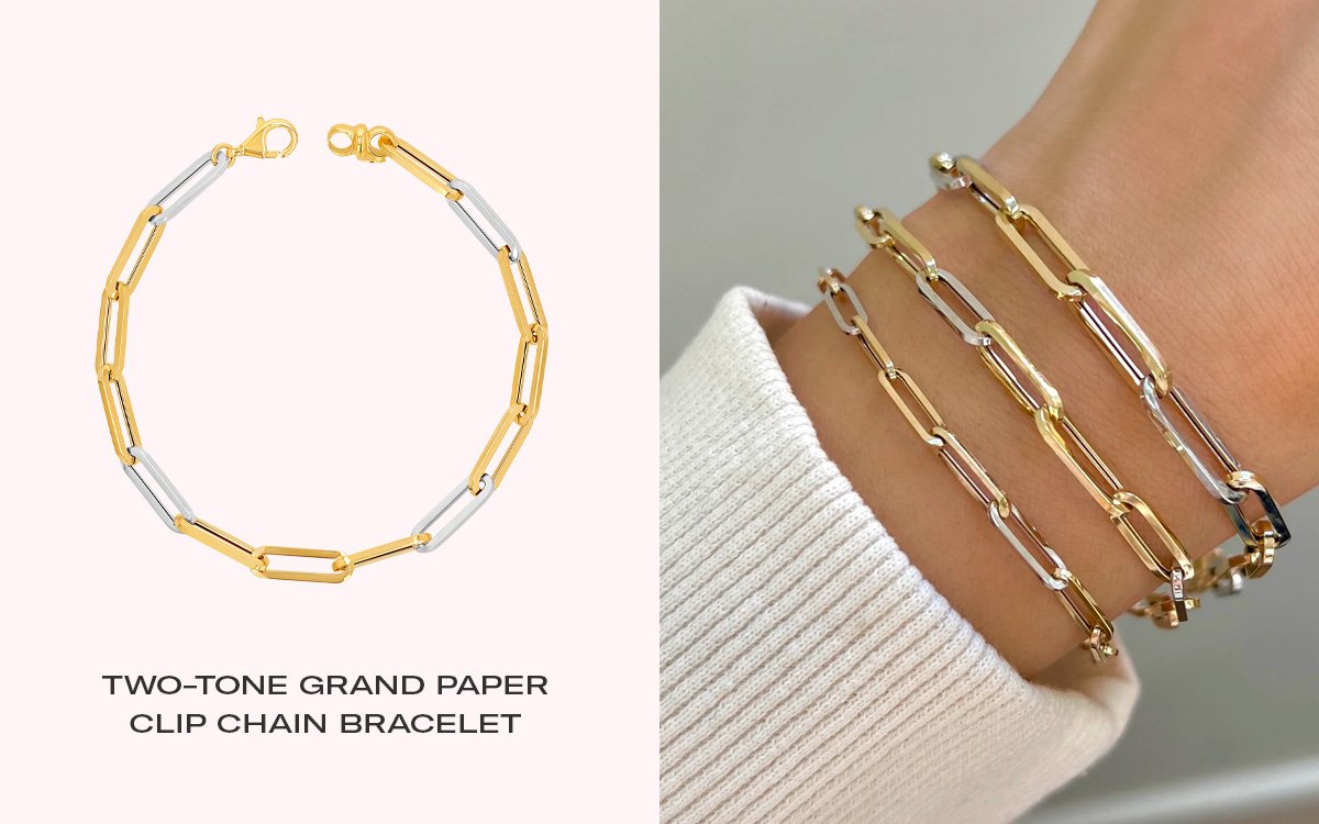 Two-Tone Grand Paper Clip Chain Bracelet