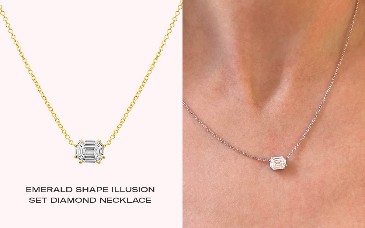 Emerald Shape Illusion Set Diamond Necklace