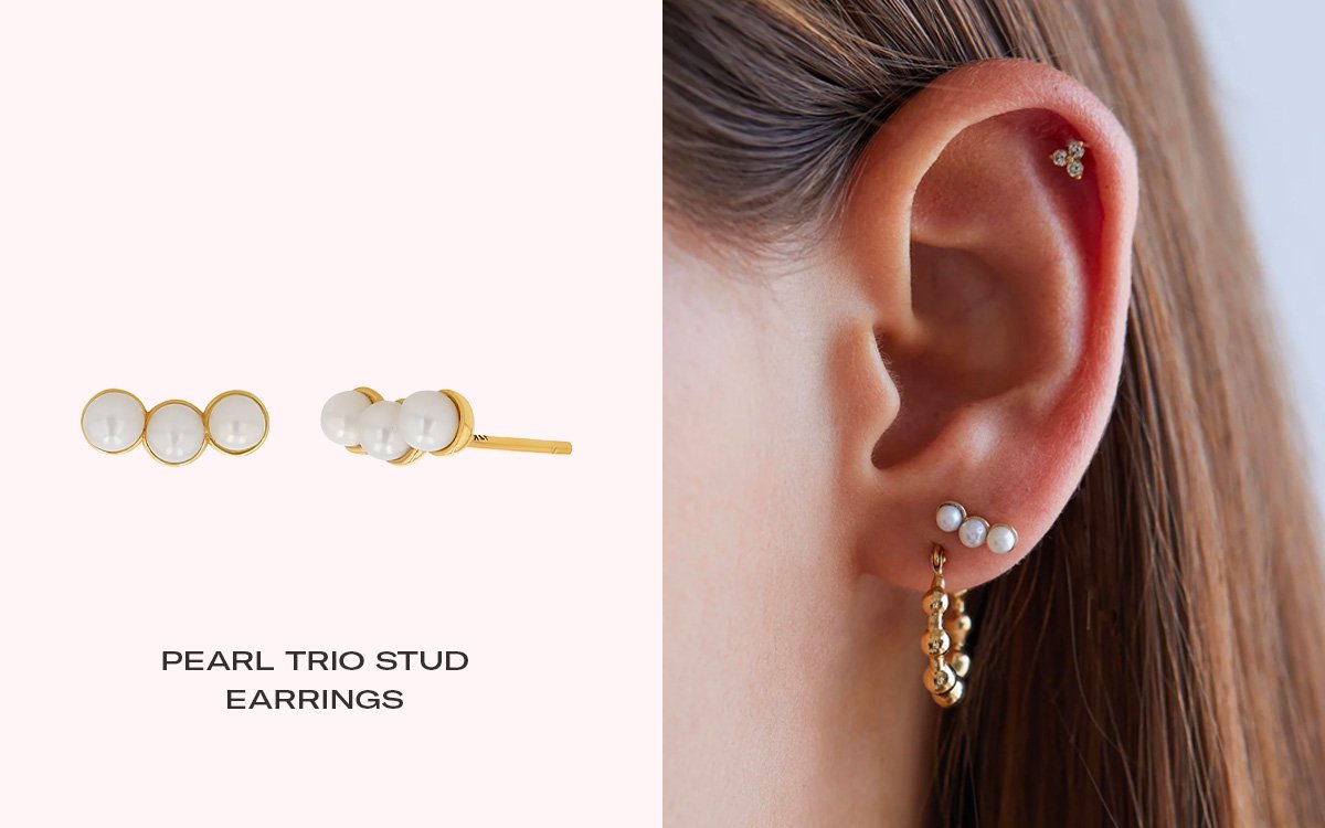 Pearl Trio Stud Earrings