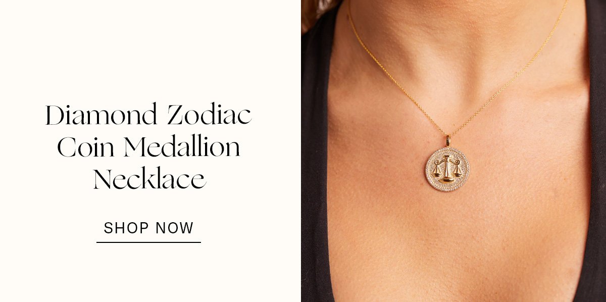 Diamond Zodiac Coin Medallion Necklace