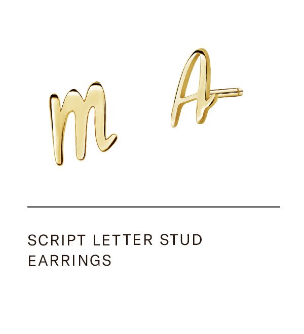 Script Letter Stud Earrings