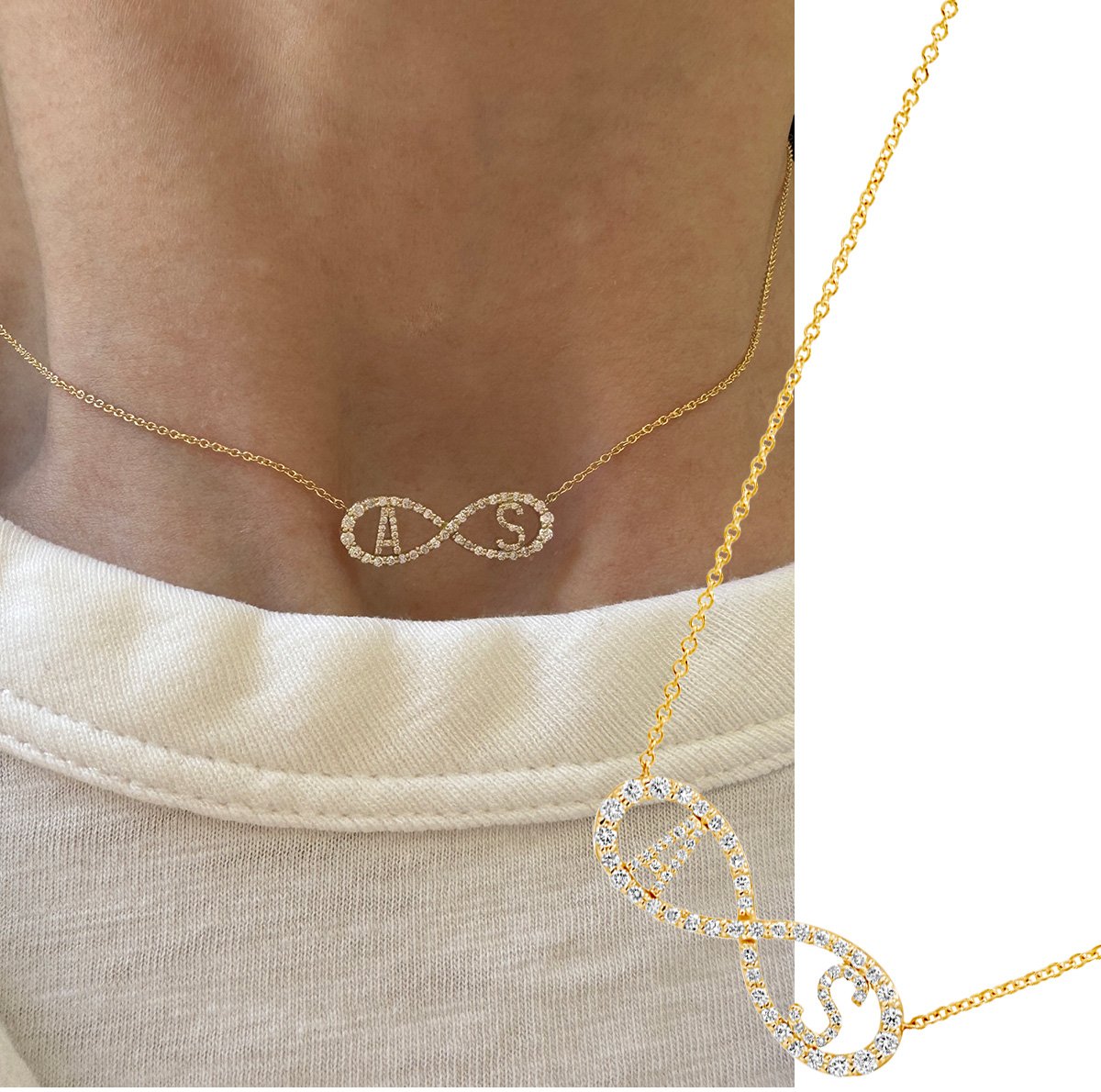 DIAMOND INFINITY LETTER NECKLACE