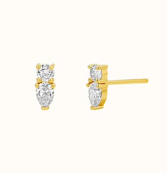 DIAMOND DUO DROP STUDS