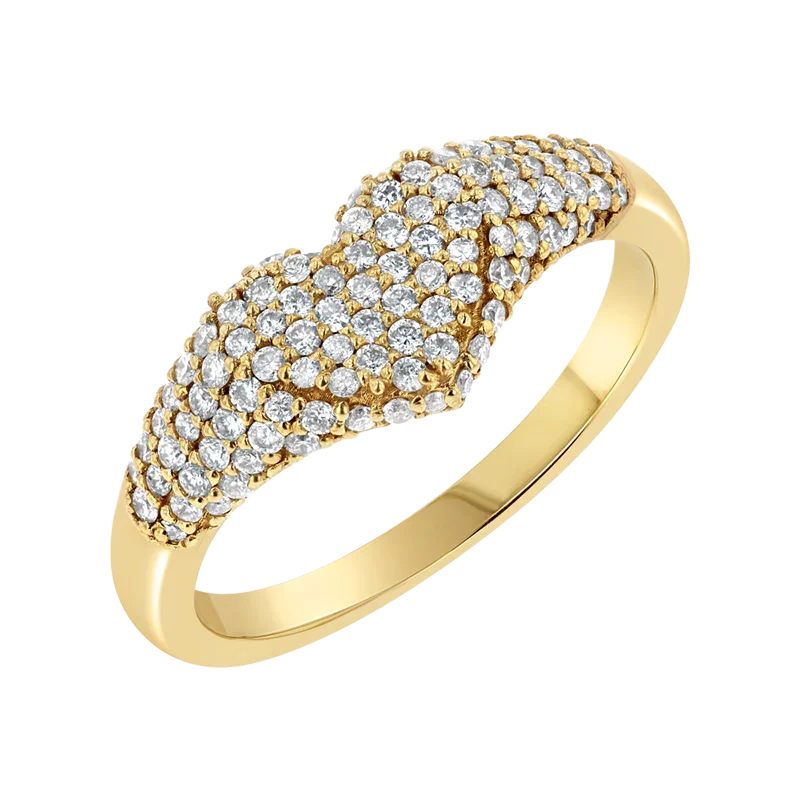 Image of Diamond Heart Pave Signet Ring