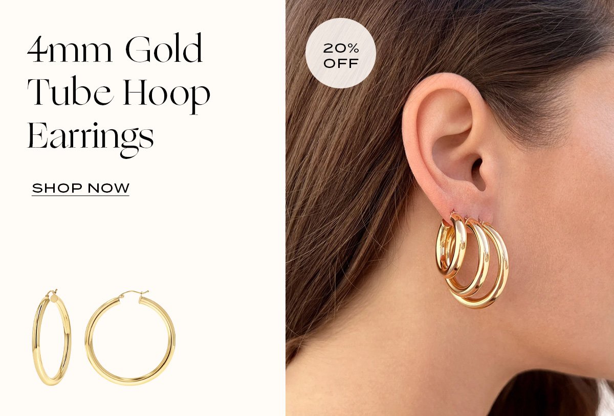 4mm Gold Tube Hoop Earrings