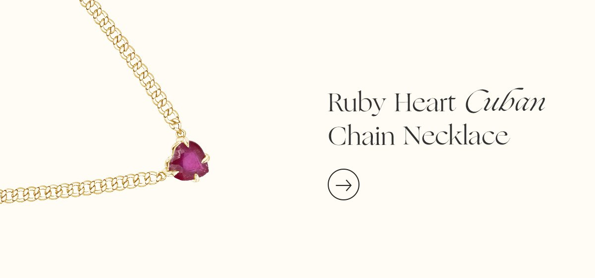 Ruby Heart Cuban Chain Necklace