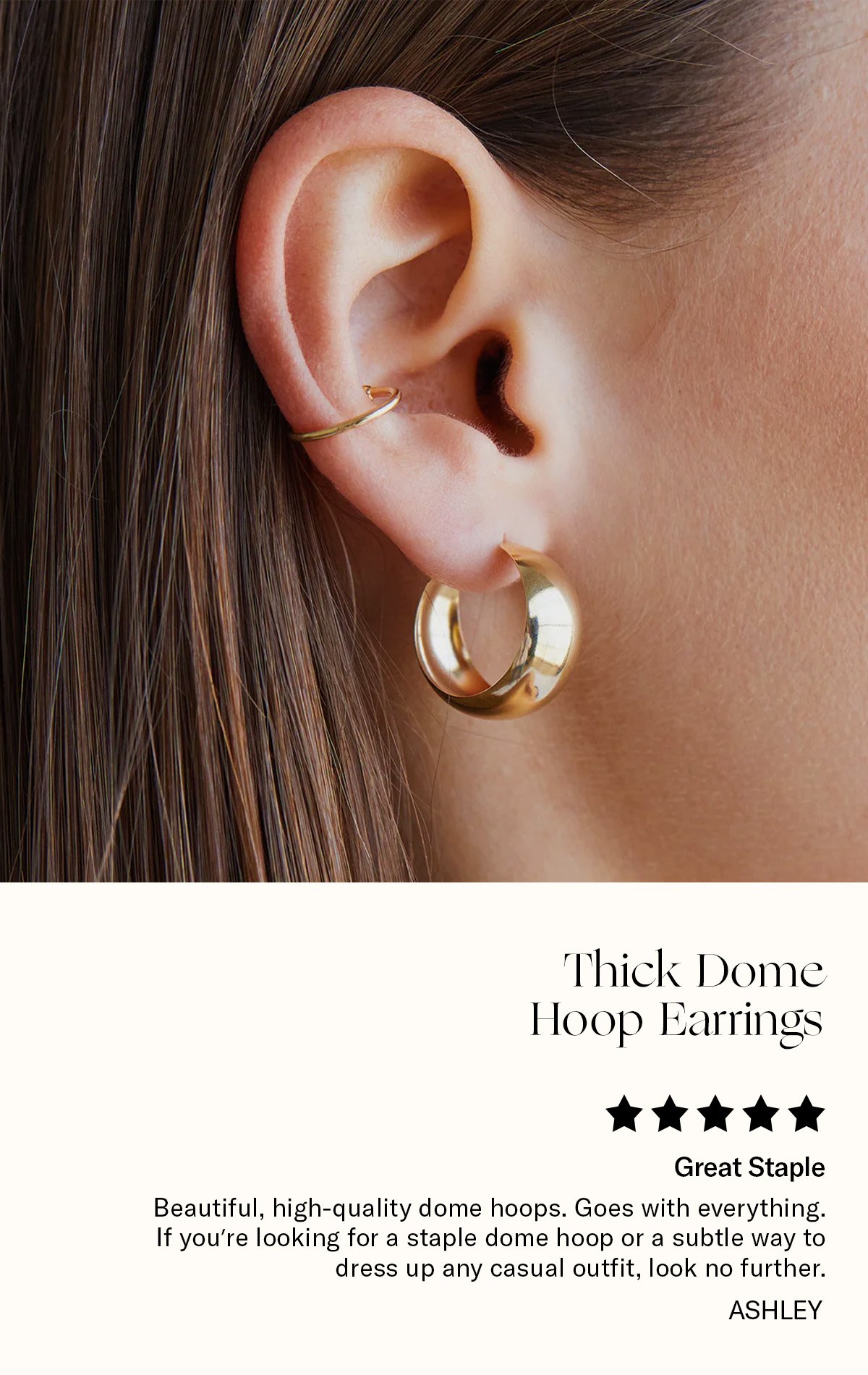 Thick Dome Hoop Earrings