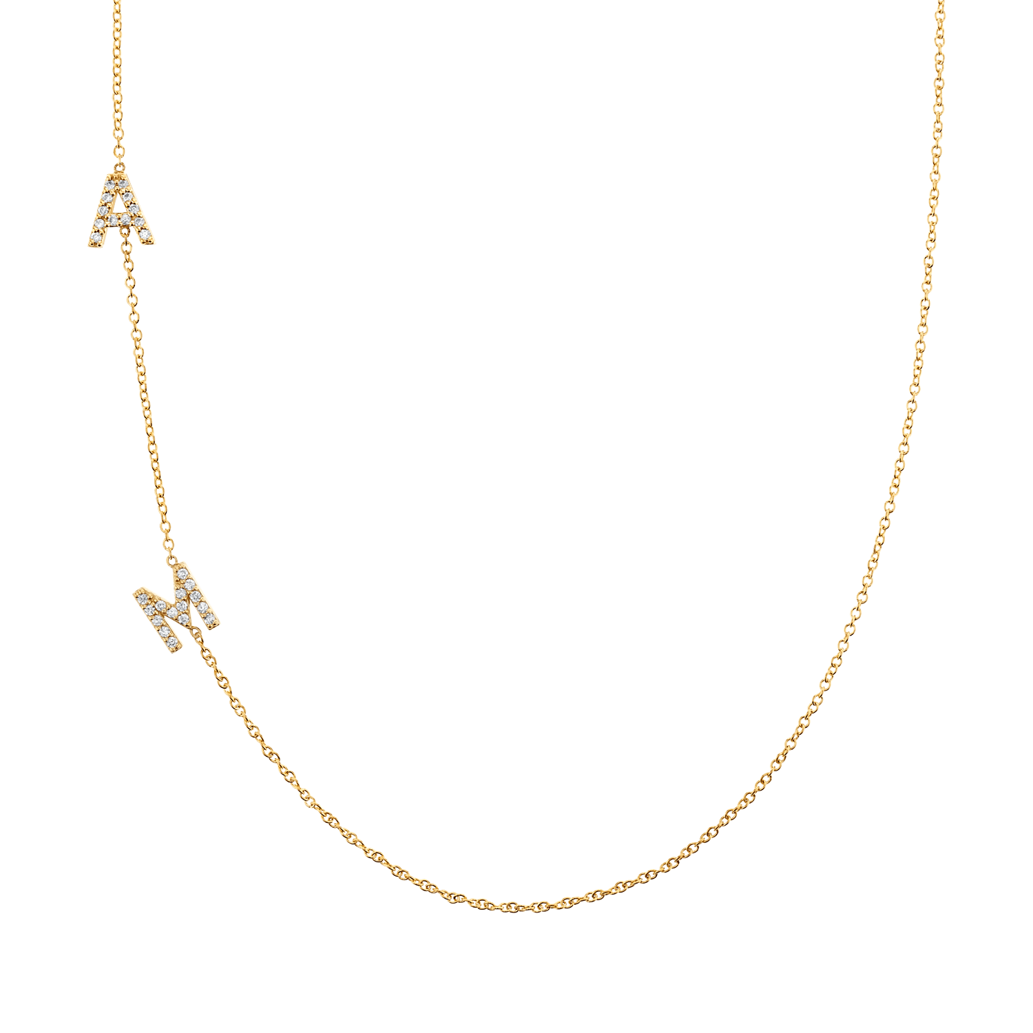 Image of Diamond Asymmetrical Multi Initial Necklace