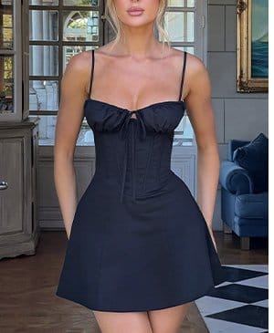 Lacey Mini Dress - Black