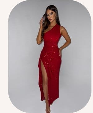 Genevieve Maxi Dress - Red Sparkle