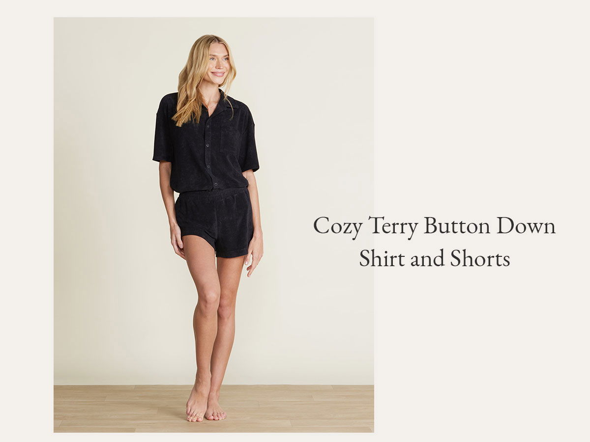 Cozy Terry Button Down Shirt and Shorts 