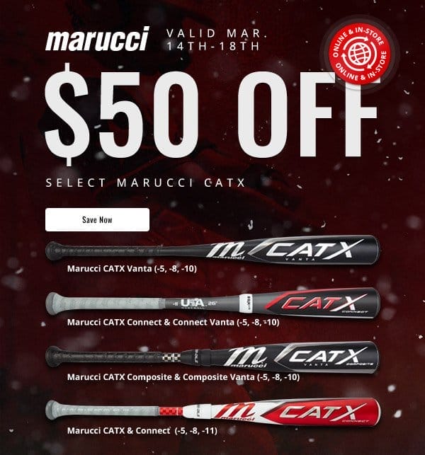 \\$50 Off Select Marucci CatX Baseball Bats