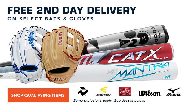 Free 2nd Day Delivery On Select Bats & Gloves