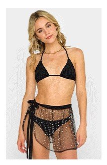 Girl Gang Pearl Mesh Pareo in Black